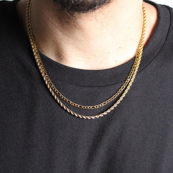 Gold Chain Set - Figaro & Rope - Picture 1 of 5
